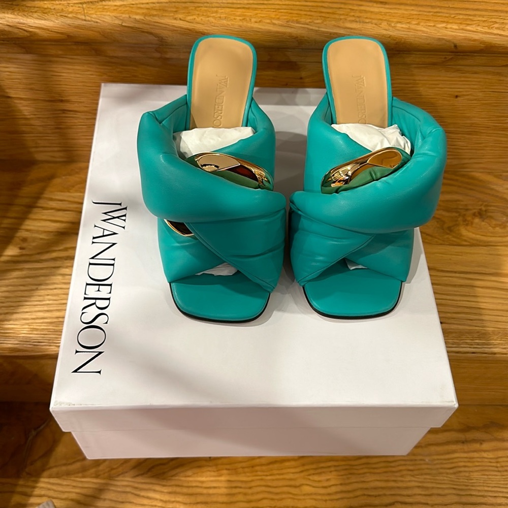 JW Anderson turquoise Twist Puffy sandals size 38.5